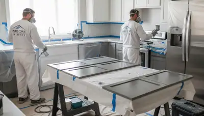 Professional cabinet painting in Berkeley, CA kitchen with durable coastal finish by expert painters