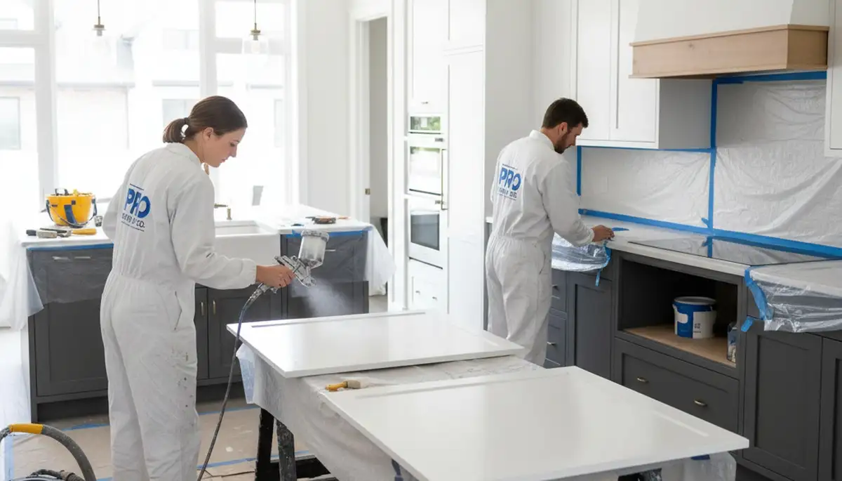 Professional cabinet painting in Berkeley, CA kitchen by expert house painters for lasting finish
