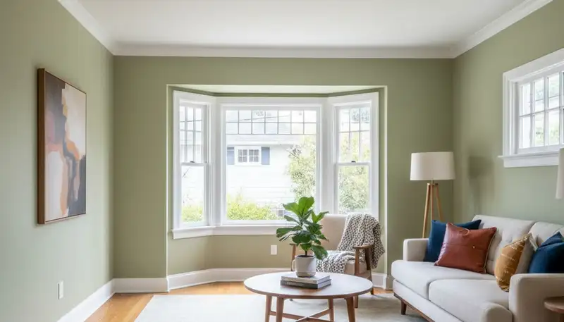 Freshly painted Berkeley, CA living room with smooth interior finishes by professional house painters