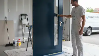 Professional door painting at a Berkeley CA home with weather-resistant house paint finish