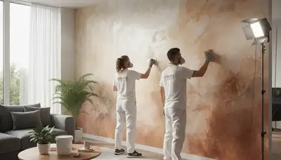 Professional faux wall painting in a Mediterranean home by expert house painters in Berkeley, CA