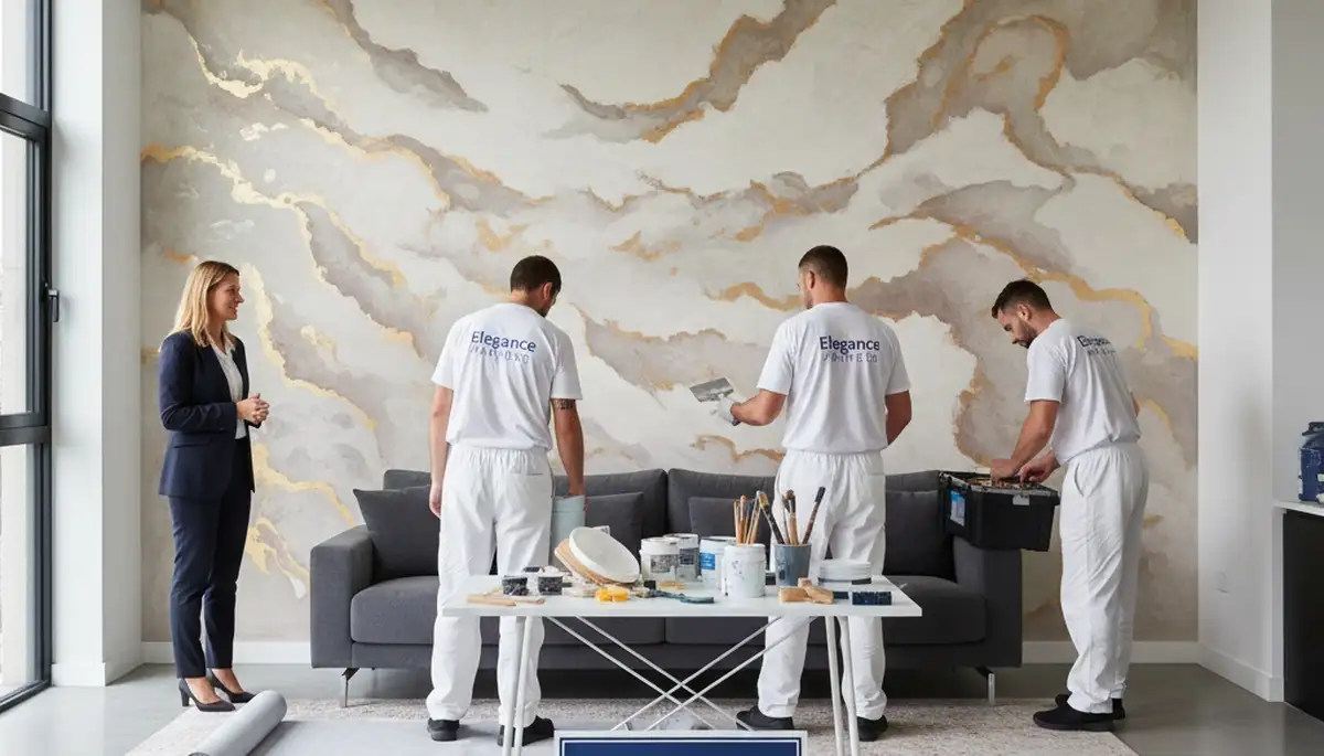 Faux painting on interior wall of Mediterranean-style home in Berkeley, CA by local house painters