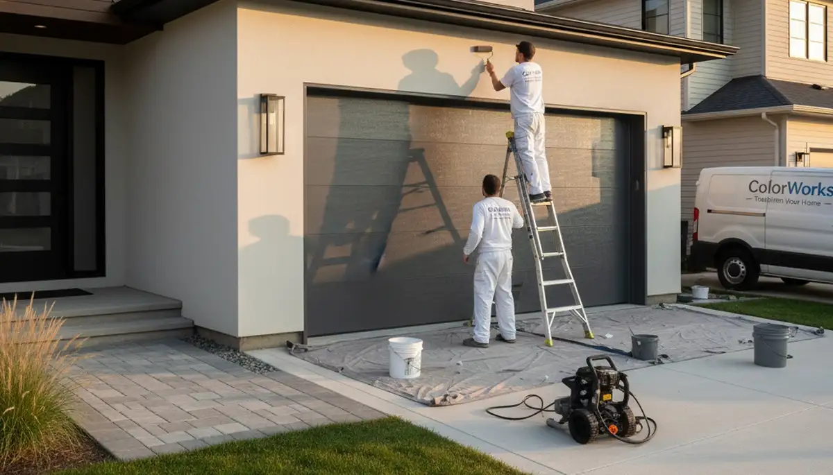 Professional garage door painting in Berkeley, CA with weather-resistant house paint finish