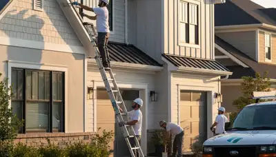 Professional gutter painting on a Berkeley, CA home by expert house painters using durable finishes