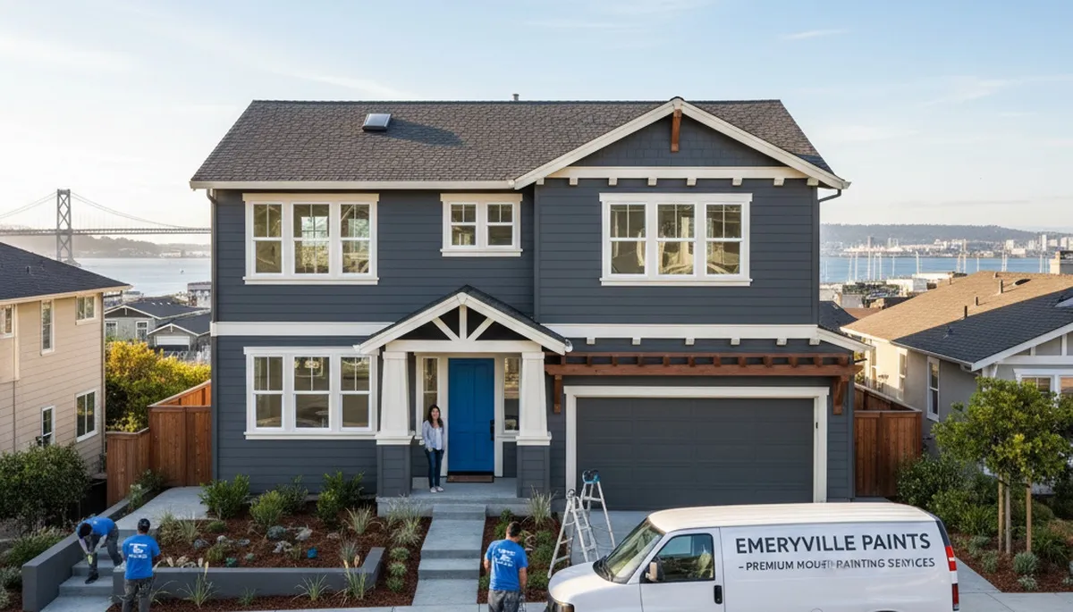 Professional house painters working on exterior home painting in Berkeley, CA