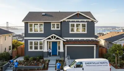 Professional house painters working on exterior home painting in Berkeley, CA