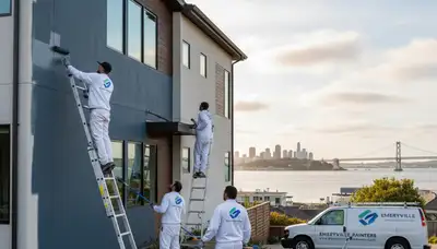 Professional house painters working on exterior home painting in Berkeley, CA
