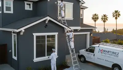 Berkeley, CA house painters painting a home exterior for professional residential painting services