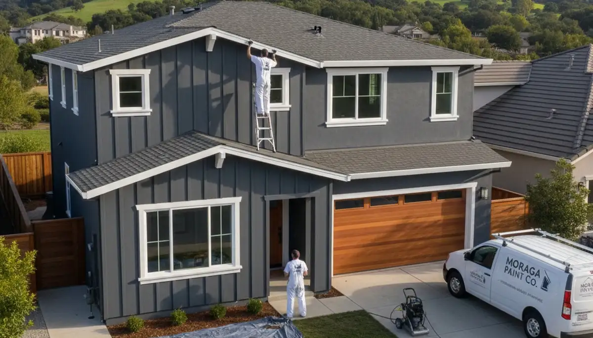 Berkeley, CA house painters applying exterior paint on a residential home