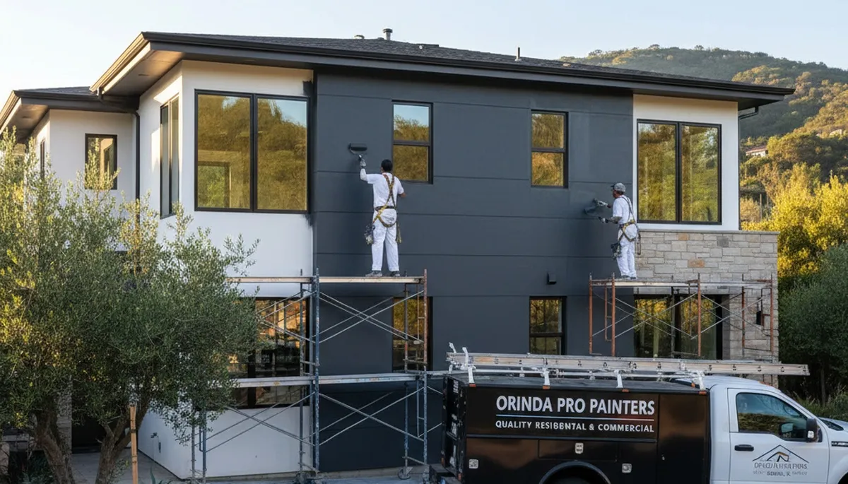 Professional house painters working on residential exterior in Berkeley, CA