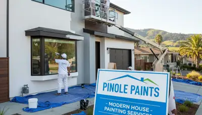 Professional house painters in Berkeley CA applying exterior paint to a residential home facade