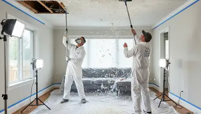 Professional popcorn ceiling removal in Berkeley, CA with smooth finish by local house painters