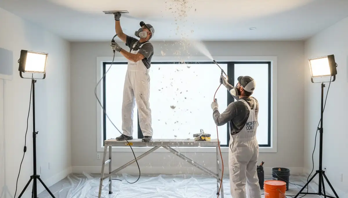 Professional popcorn ceiling removal and repainting in Berkeley, CA home interior by expert painters