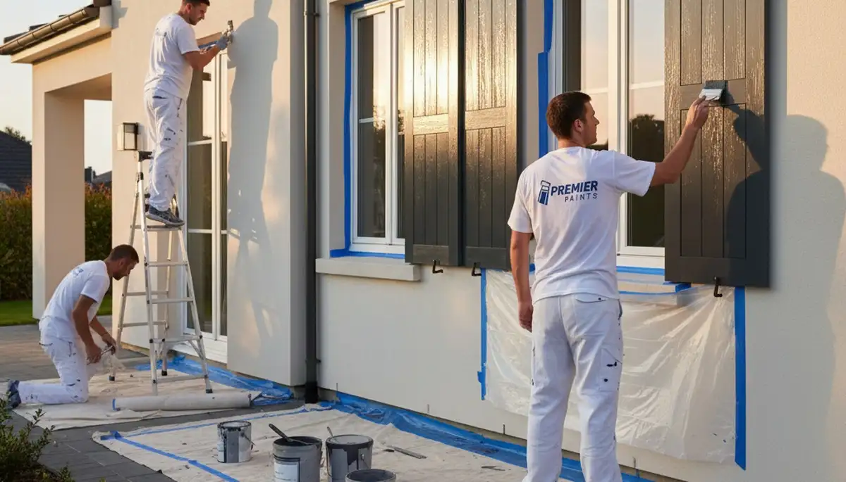 Professional shutter painting and refinishing on a Berkeley, CA home exterior by expert painters