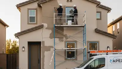Professional stucco crack repair and texture matching on Berkeley, CA home exterior
