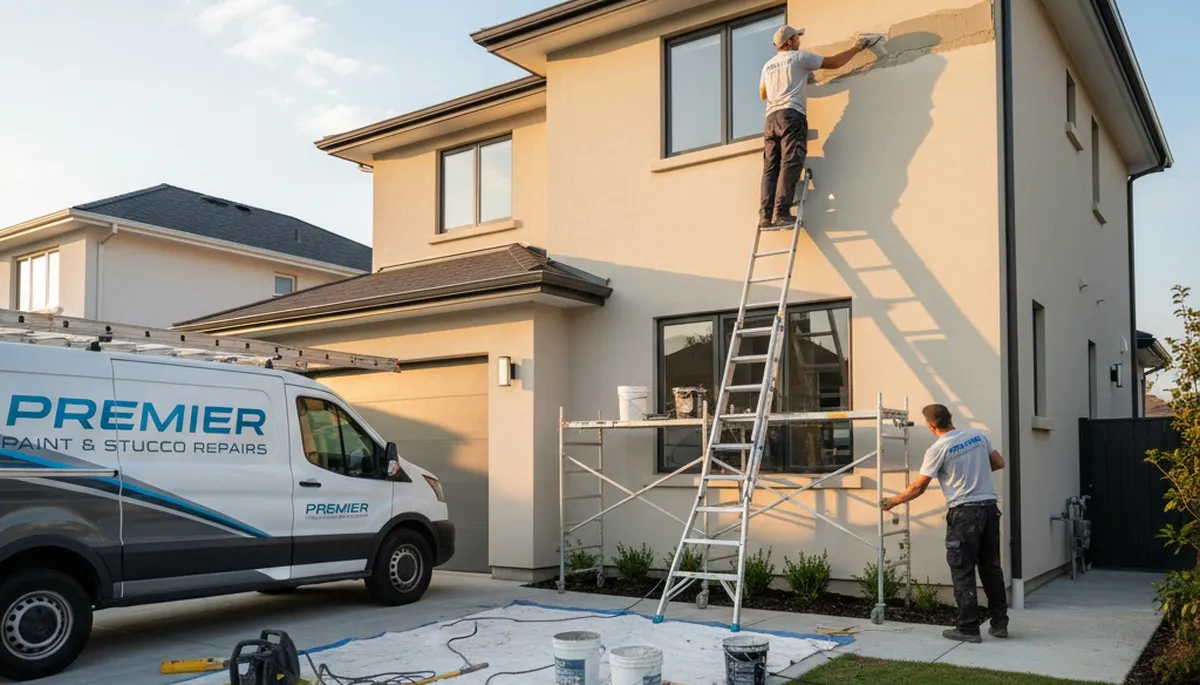 Professional stucco crack repair and texture matching by house painters in Berkeley, CA