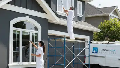 Professional trim and fascia painting on a Berkeley, CA home by expert house painters